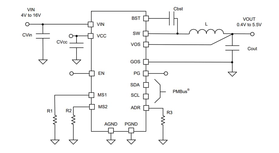 Schematic - Texas Instruments TPS544A28 Remote Sense Synchronous Buck Converters