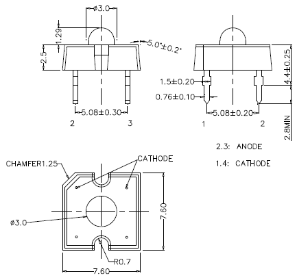 Mechanical Drawing - Cree LED P4 LEDs