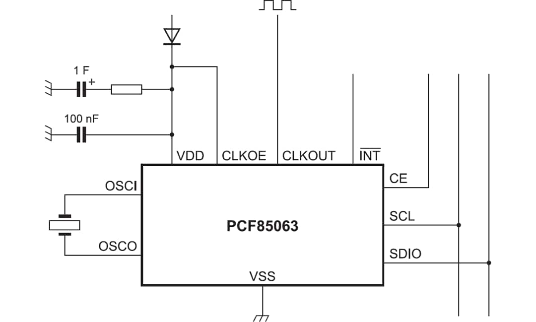 Application Circuit Diagram - NXP Semiconductors PCF85063 CMOS Real-Time Clock (RTC) & Calendar