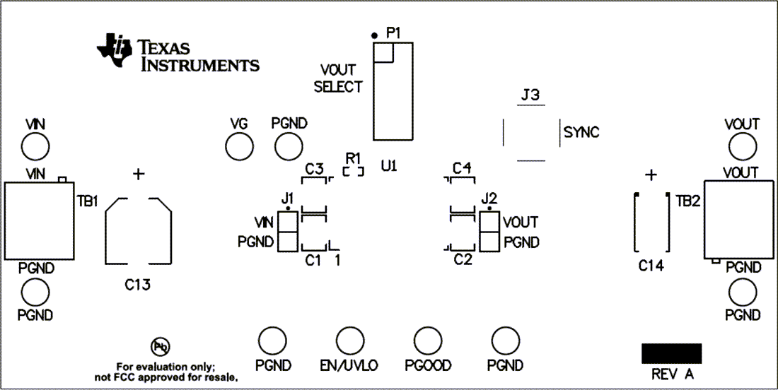 Mechanical Drawing - Texas Instruments TPSM84A21/22 SWIFT™ Evaluation Modules (EVMs)