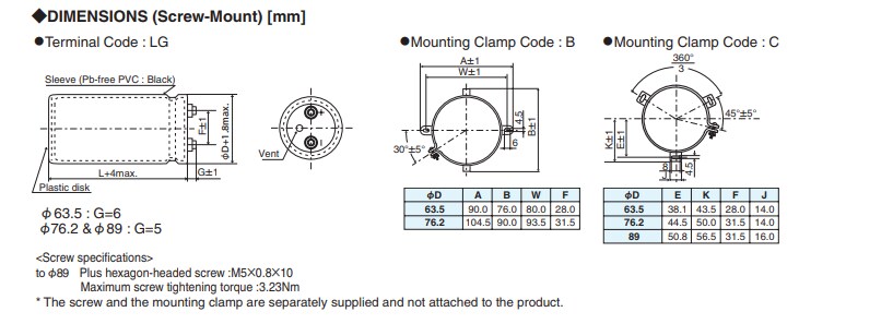 Mechanical Drawing - Chemi-Con RHB Aluminum Electrolytic Capacitors