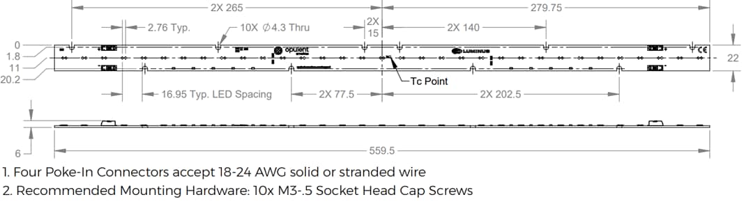 Mechanical Drawing - New Energy Dim-To-Warm Linear LED Module
