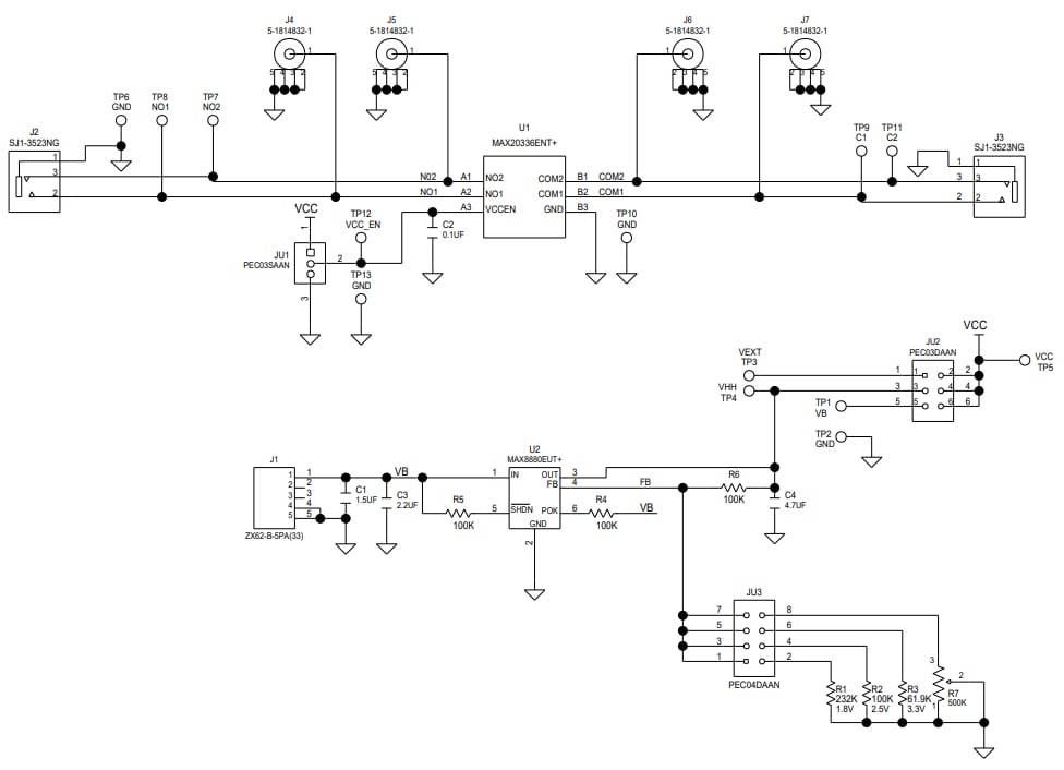 Schematic - Analog Devices / Maxim Integrated MAX20336EVKIT Evaluation Kit