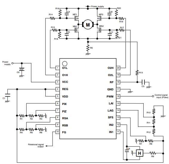 Application Circuit Diagram - ON Semiconductor LV885x Brushless DC Motor Controllers