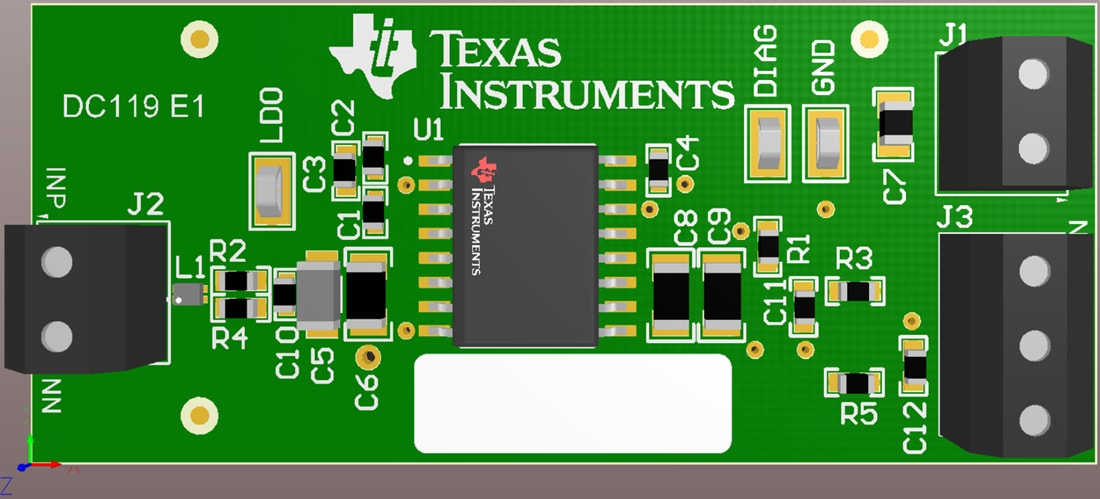 Mechanical Drawing - Texas Instruments AMC3306EVM/AMC3336EVM Amplifier Evaluation Modules