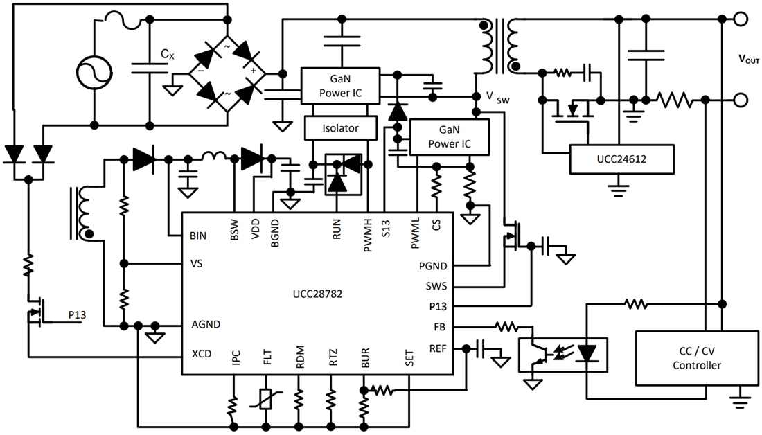 Schematic - Texas Instruments UCC28782 Active-Clamp Flyback (ACF) Controllers