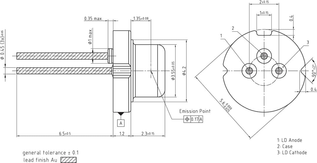 Mechanical Drawing - ams OSRAM Metal Can® Nanostack Pulsed Laser Diodes