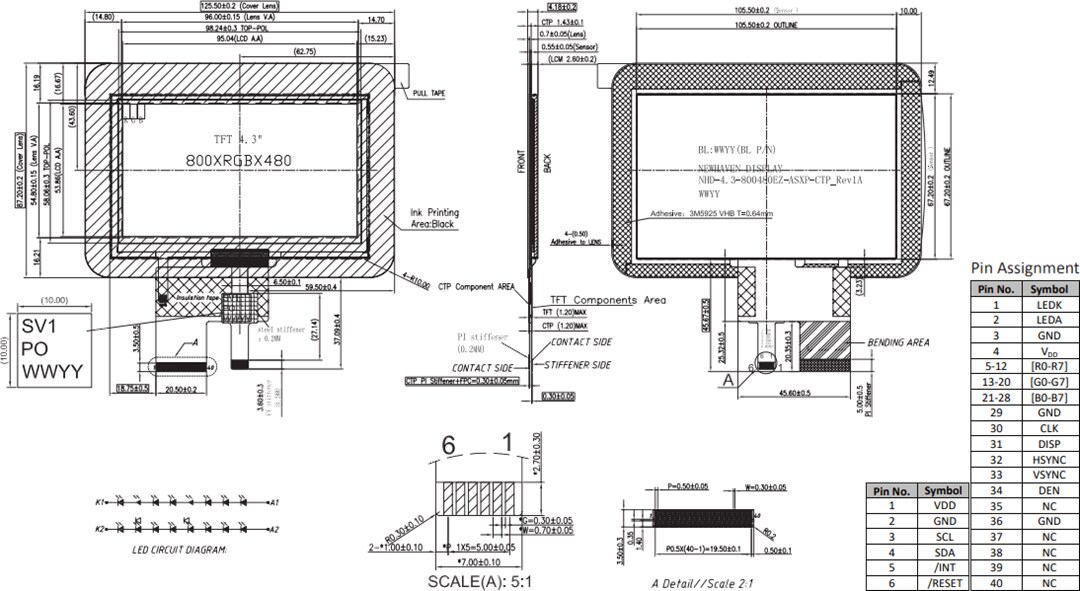 Mechanical Drawing - Newhaven Display 4.3