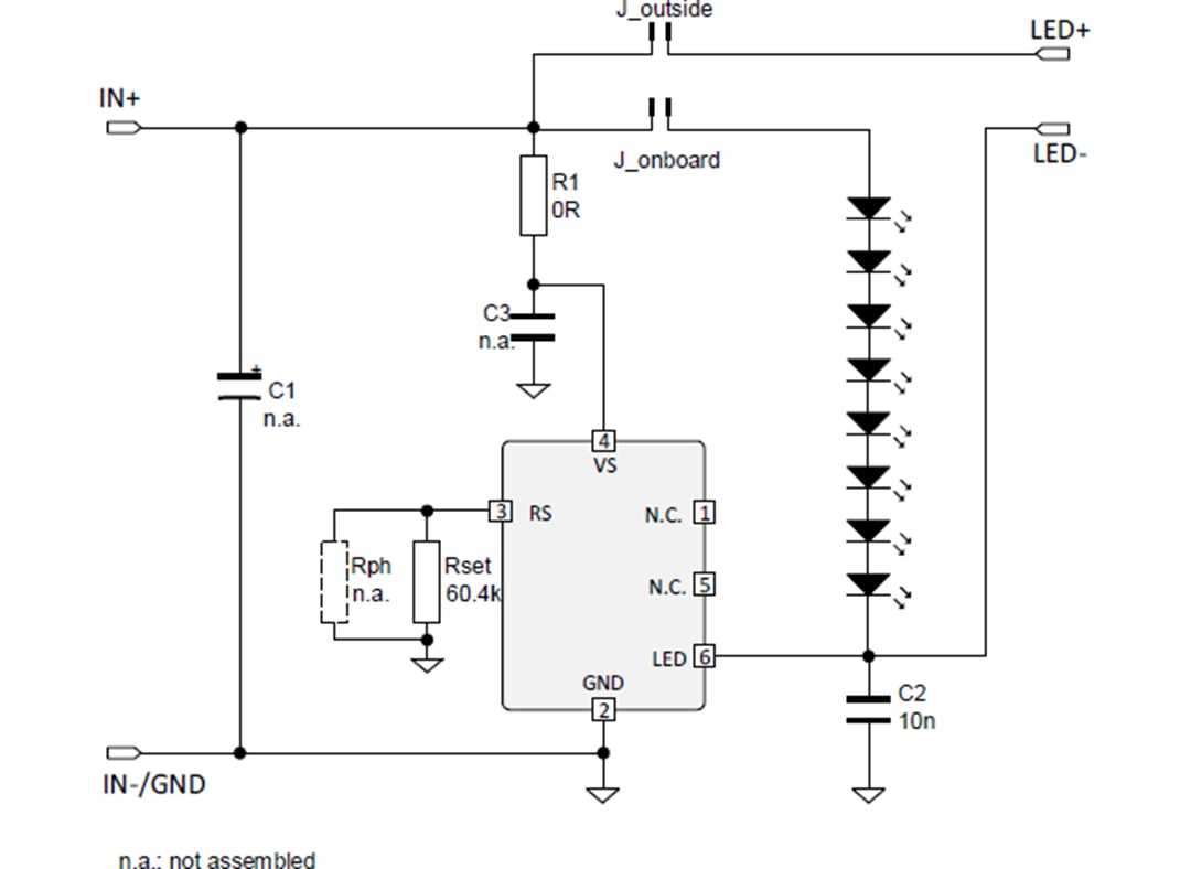 Schematic - Infineon Technologies BCR431U LED Driver Evaluation Board