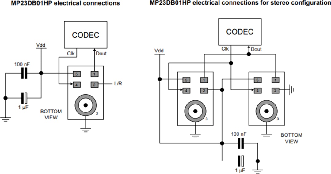 Application Circuit Diagram - STMicroelectronics MP23DB01HP Digital MEMS Microphone