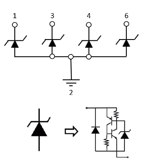 Block Diagram - Littelfuse SP3025-04HTG 2.5V, 30A TVS Diode Arrays