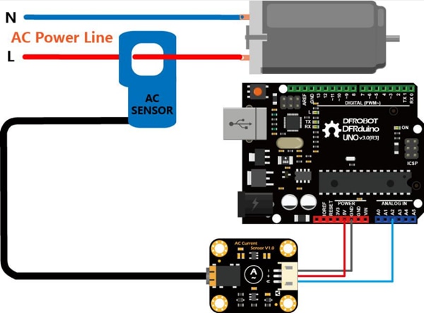 Application Circuit Diagram - DFRobot Gravity: Analog AC Current Sensors