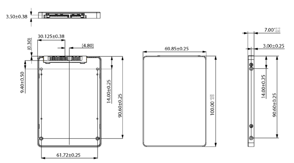 Mechanical Drawing - Greenliant G3100 SATA 2.5” PX Series Enterprise SSDs