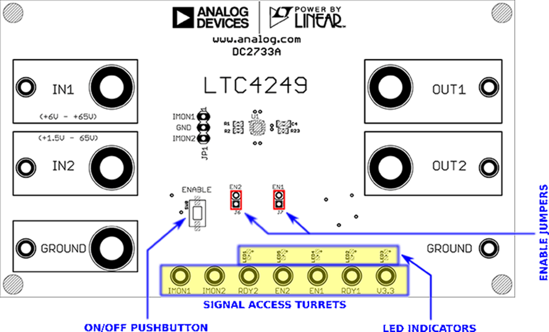 Mechanical Drawing - Analog Devices Inc. DC2733A Demo System for the LTC4249 Mechanical Drawing - Analog Devices Inc. DC2733A Demo System for the LTC4249