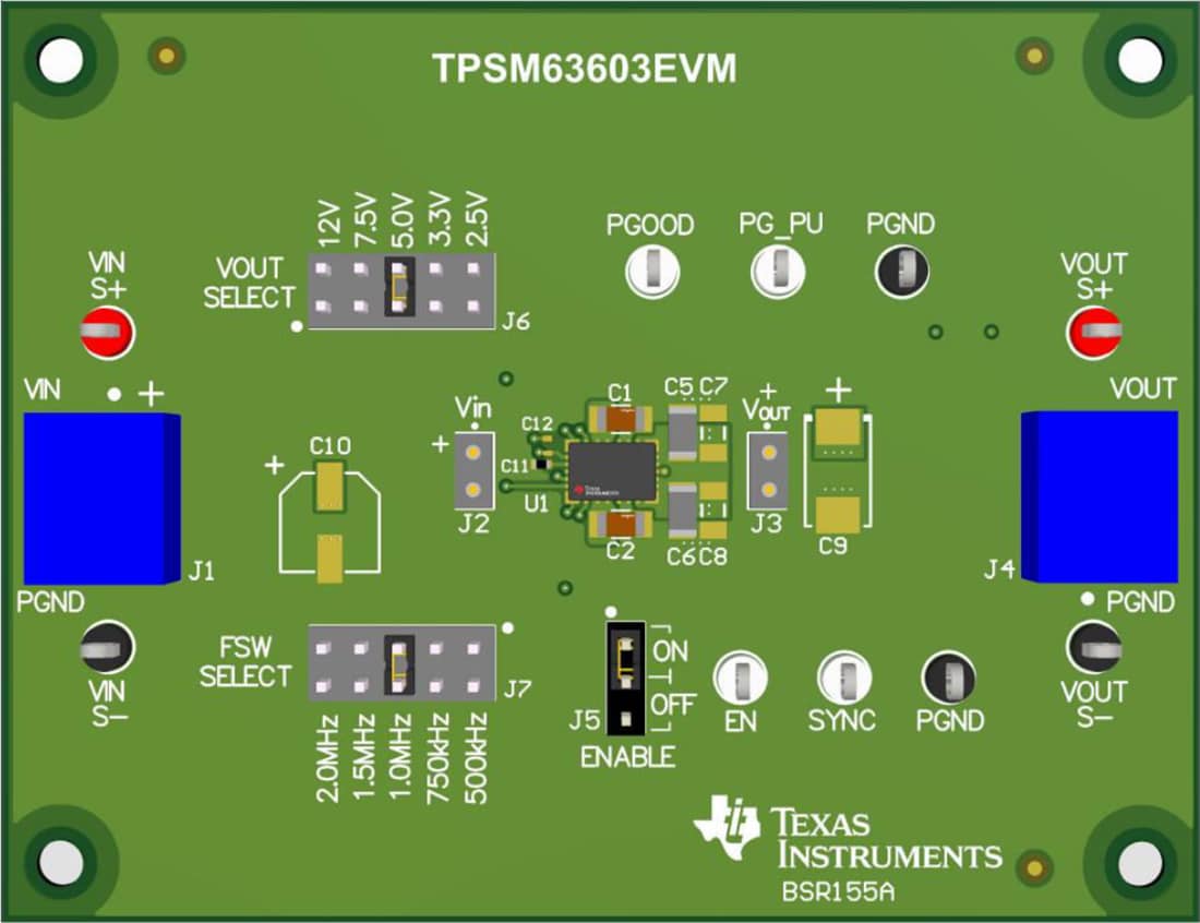 Mechanical Drawing - Texas Instruments TPSM63603EVM/TPSM63603SEVM Power Module EVM