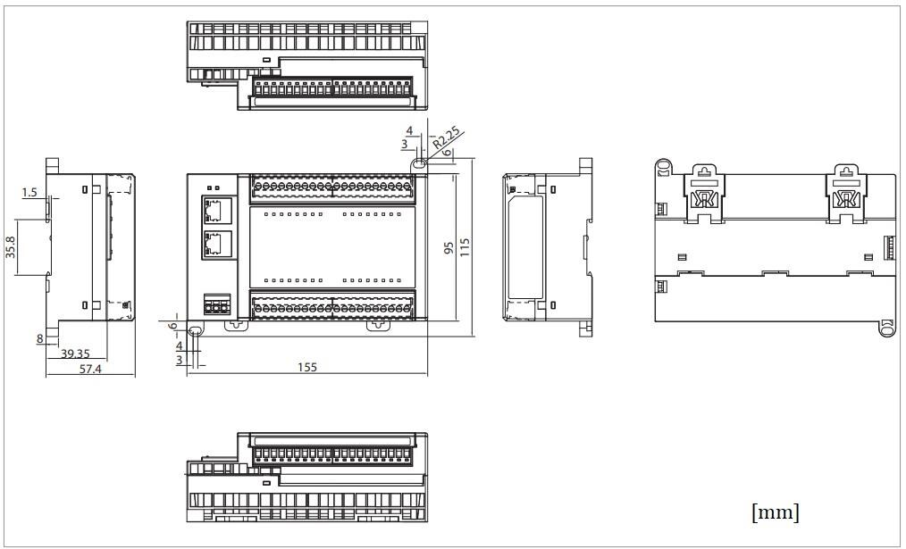 Mechanical Drawing - NexCOBOT NEIO-B1811/B1812 Digital Input/Output Modules