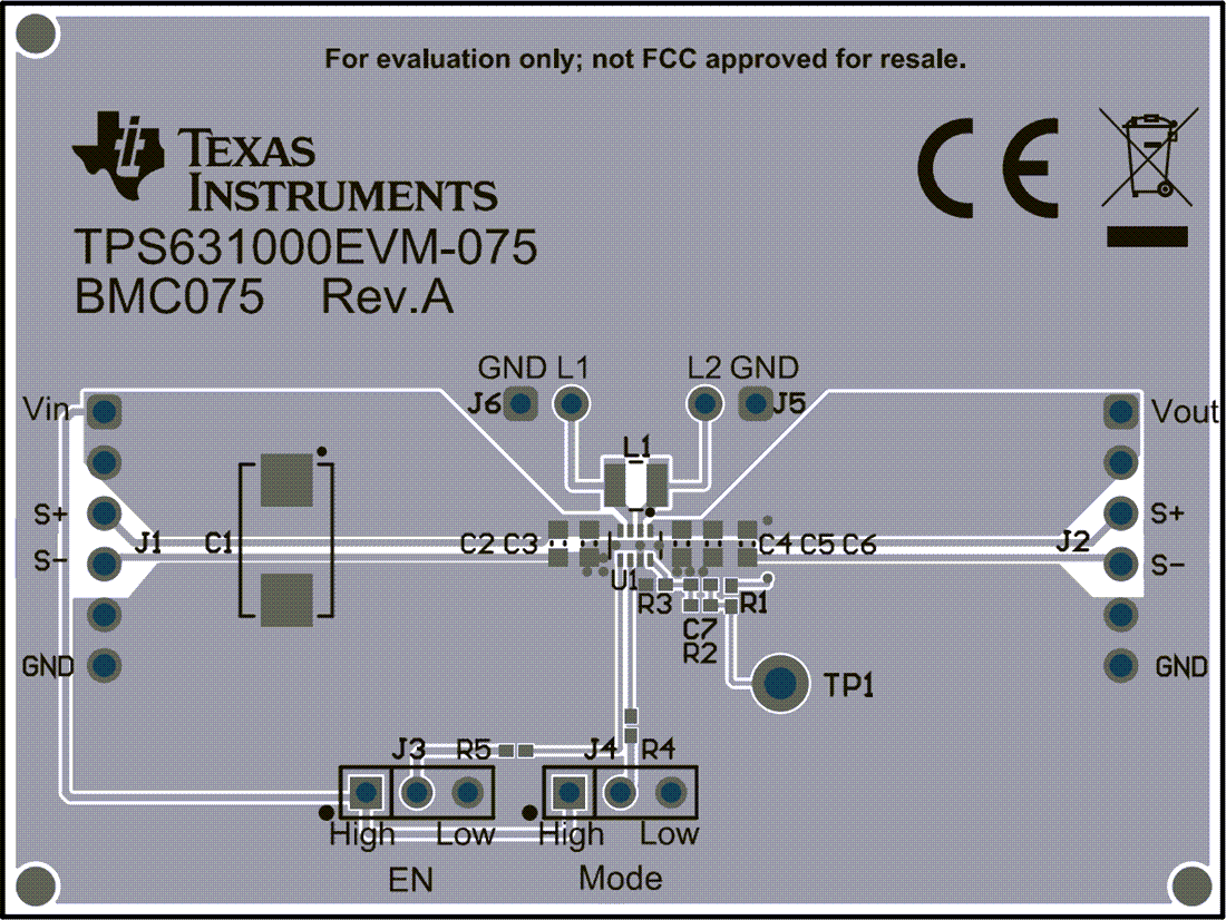 Mechanical Drawing - Texas Instruments TPS631000EVM-075 Converter Evaluation Module