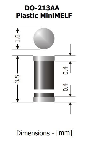Mechanical Drawing - Diotec Semiconductor BAV10x Superfast Recovery Rectifiers