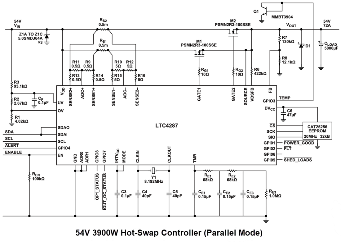 Application Circuit Diagram - Analog Devices Inc. LTC4287 Positive Hot Swap Controller