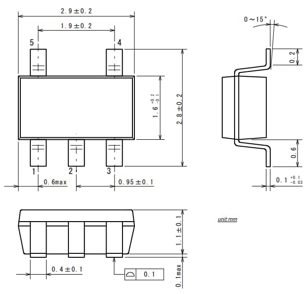 Mechanical Drawing - Nisshinbo NJM2879-H Low-dropout (LDO) Voltage Regulator IC
