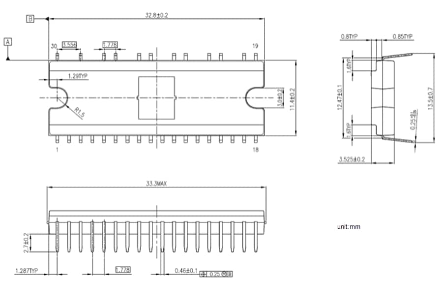 Mechanical Drawing - Toshiba High Voltage DC Motor Drivers & Controllers