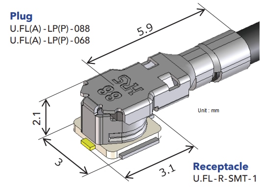 Mechanical Drawing - Hirose Electric U.FL-A Micro Coaxial Cables