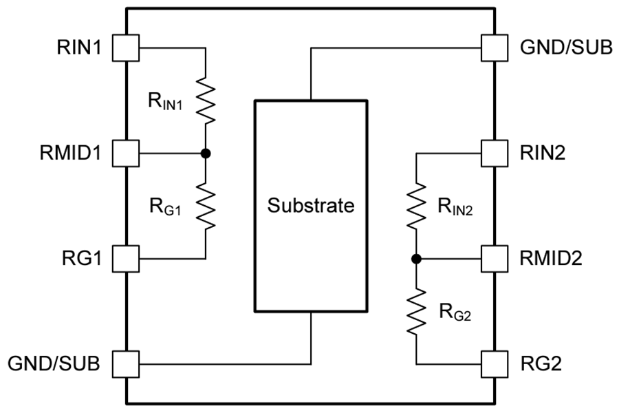 Block Diagram - Texas Instruments RES11A/RES11A-Q1 Thin-Film Resistor Dividers