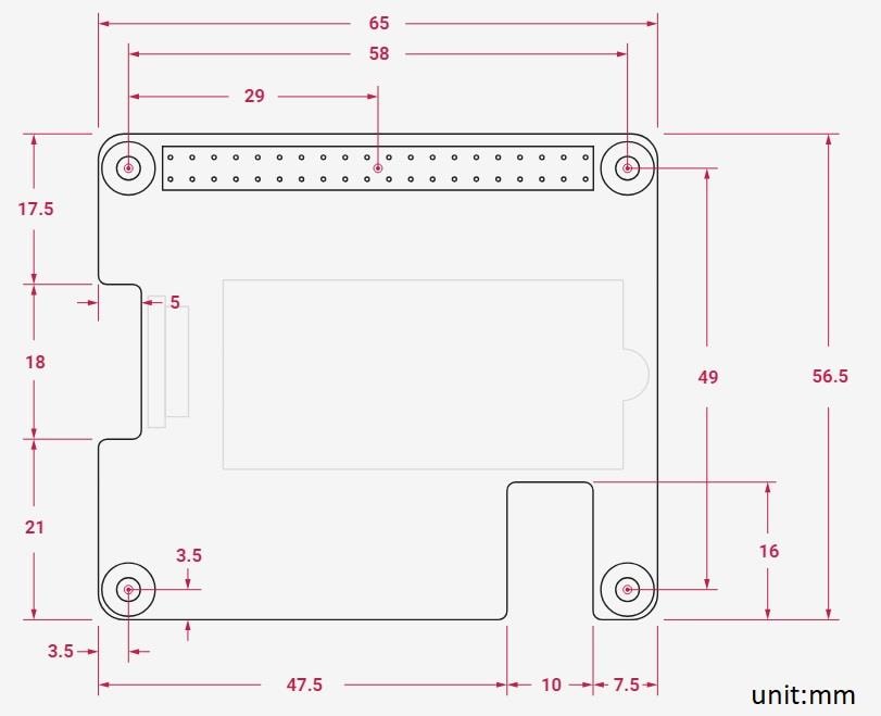 Mechanical Drawing - Raspberry Pi M.2 HAT+ for Pi 5
