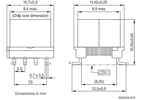 Mechanical Drawing - EPCOS / TDK EP9 IGBT Gate Drive Transformers