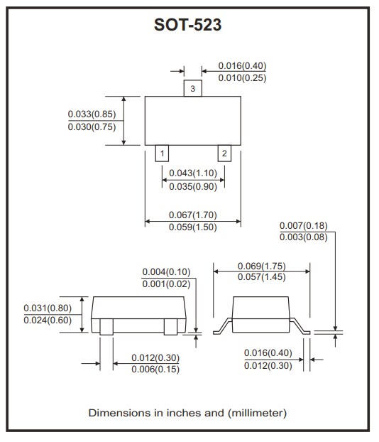 Mechanical Drawing - Comchip Technology MMBD4448HT SMD Switching Diodes