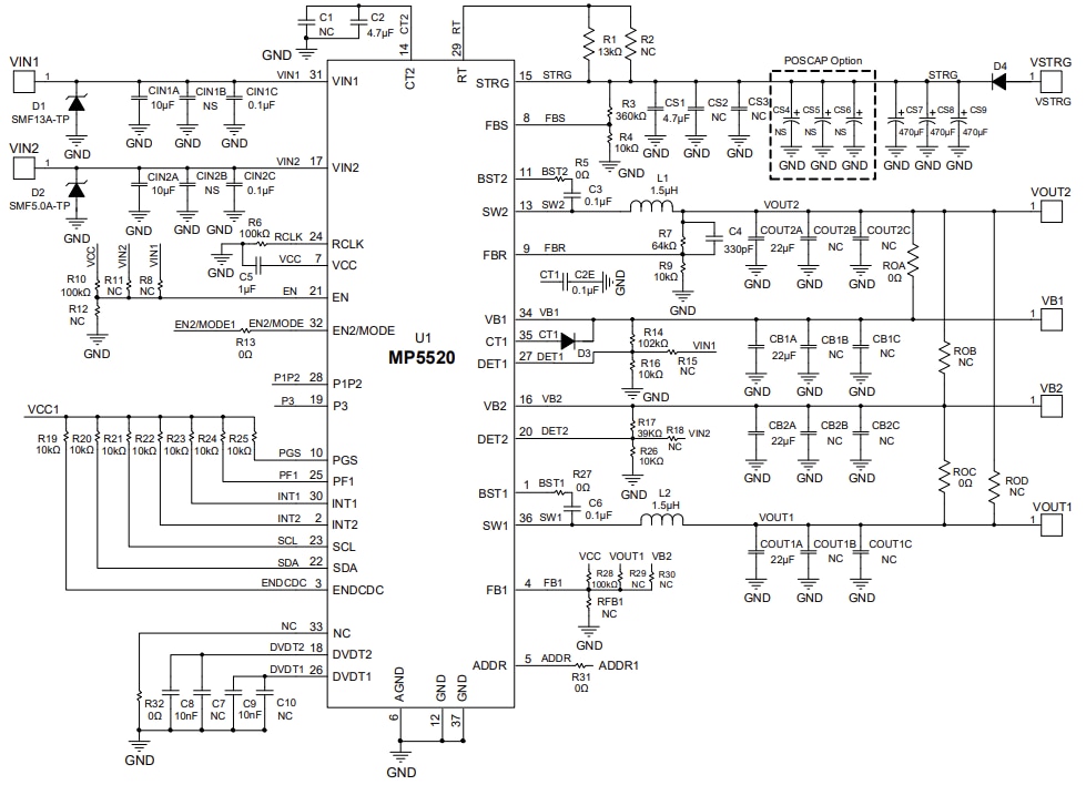 Schematic - Monolithic Power Systems (MPS) EVL5520-QJ-00A Evaluation Board