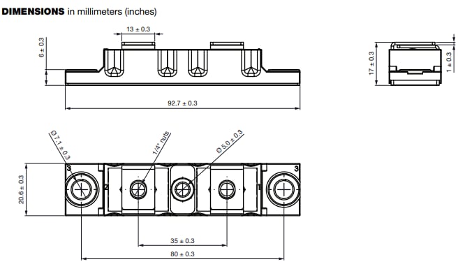 Mechanical Drawing - Vishay Semiconductors VS-VSUD5xCW60 FRED Pt® Soft Recovery Diode Modules