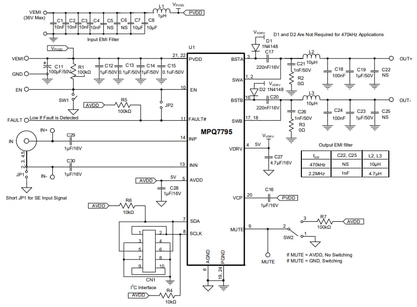 Schematic - Monolithic Power Systems (MPS) EVQ7795-R-00A Evaluation Board