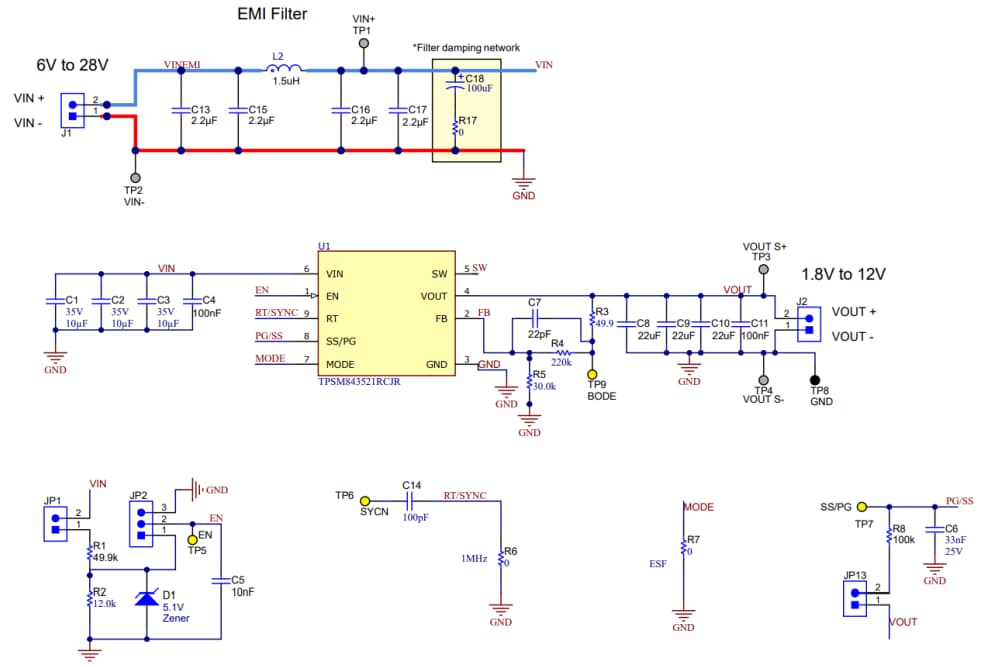 Schematic - Texas Instruments TPSM843521EVM Evaluation Module