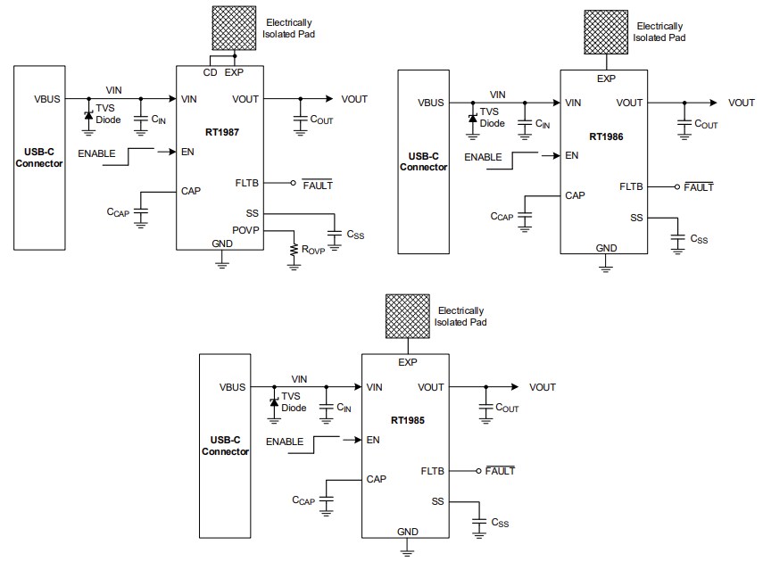 Application Circuit Diagram - Richtek RT198x Ideal Diode Protection Switches