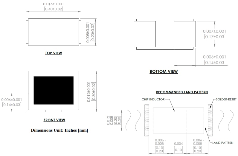 Mechanical Drawing - Abracon AIMC-04UHQ Multi-layer RF Inductors