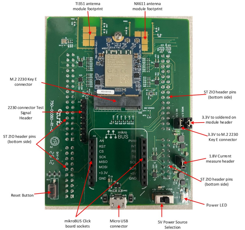 Location Circuit - Ezurio Wi-Fi M.2 2230-to-STM32 Nucleo Adapter Card