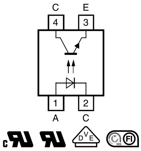 Schematic - Vishay Semiconductors TCMT111x Phototransistor Output Optocoupler