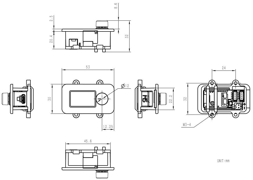 Mechanical Drawing - M5Stack DinMeter v1.1 DIN Digital Meters