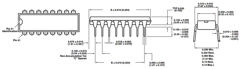 Mechanical Drawing - Vishay / Dale MDM MIL-PRF-83401 Thick-Film Resistor Networks