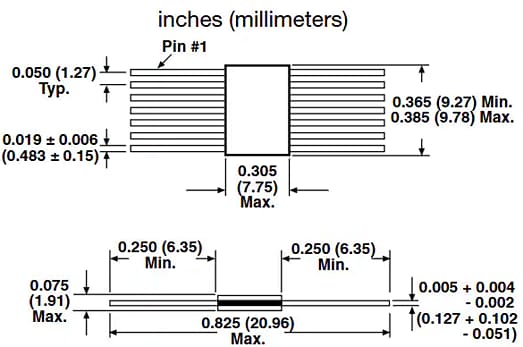 Mechanical Drawing - Vishay / Dale DFM MIL-PRF-83401 Thick-Film Resistor Networks