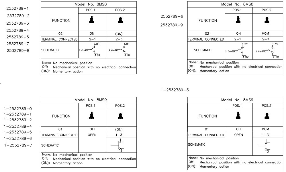 Schematic - TE Connectivity / Alcoswitch Delta Miniature Toggle & Pushbutton Switches