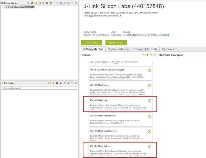 Bluetooth Mesh Demo firmware flashing