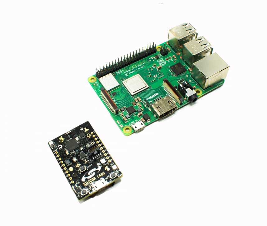 UrsaLeo IoT hardware&mdash;comprising a Thunderboard 2 module and Raspberry Pi 3B+