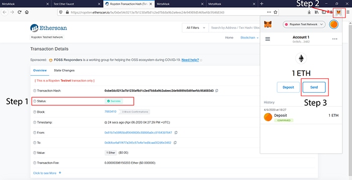Transaction details on MetaMask